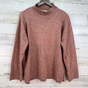 Etc Made in New York Women XL Mock Neck Space Dye Knit Sweater Pink Orange USA